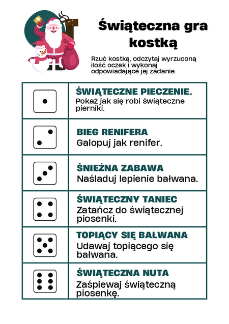 Świąteczna gra kostką.