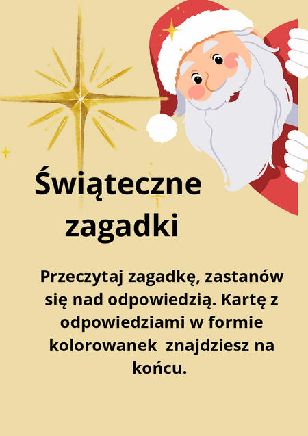 Zestaw świątecznych zagadek wraz z odpowiedziami w postaci mini kolorowanek